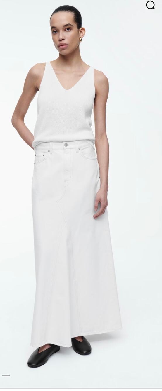 COS PANELLED DENIM MAXI women’s SKIRT (new) off white size 12